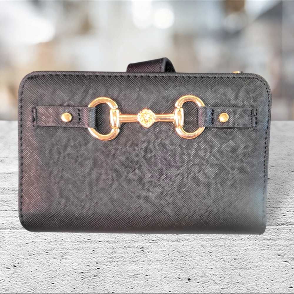 Black Wallet with Gold Accents